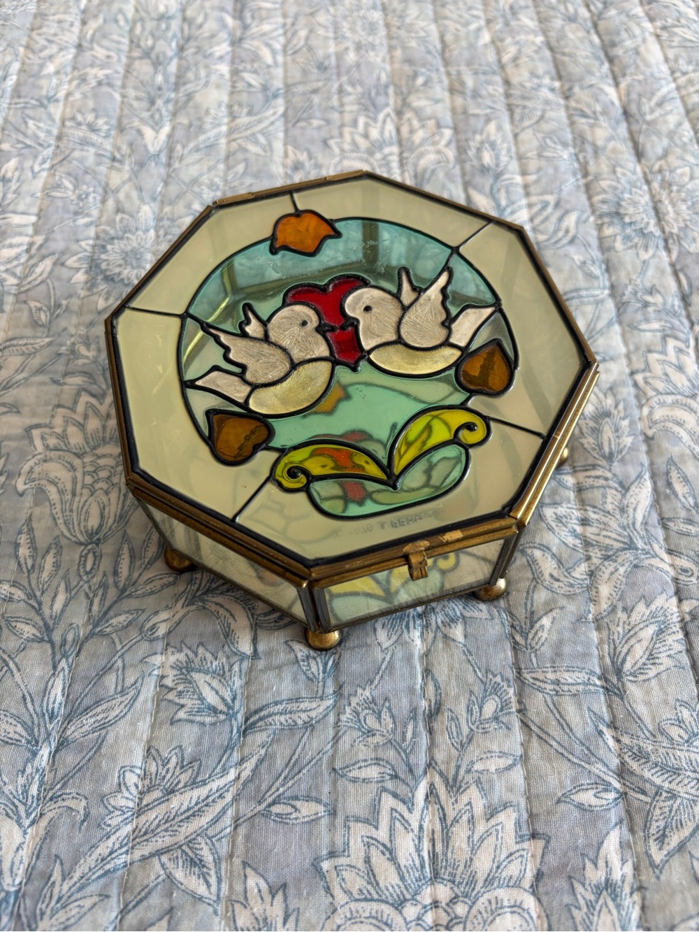 Vintage Dove Jewelry Trinket Box